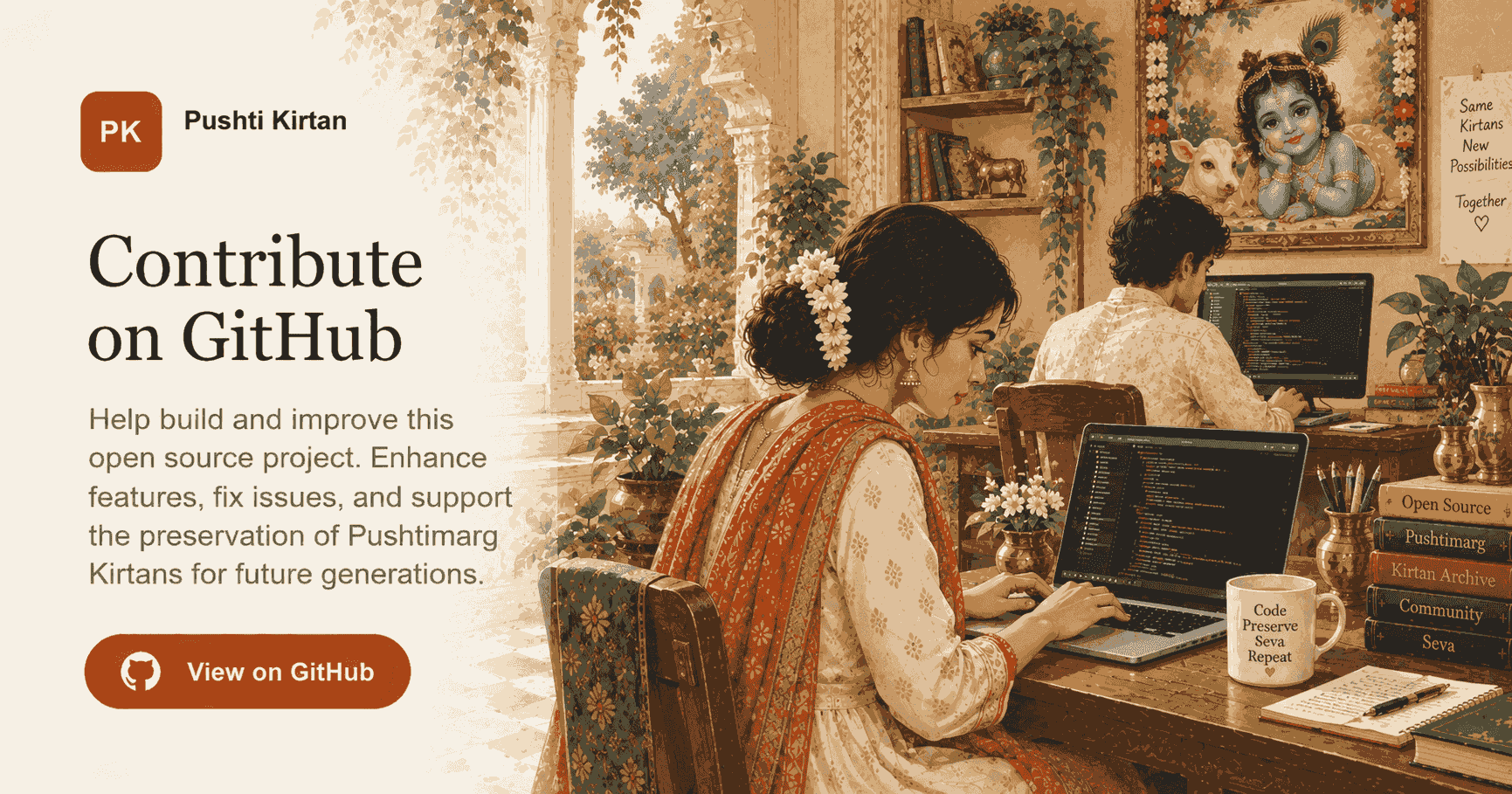 Vaishnav developers contributing code to the Pushti Kirtan project